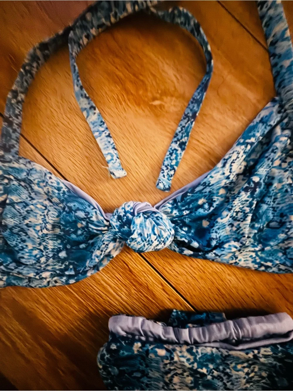 Frankie's Bikinis Blue Patterned Triangle Bikini Set